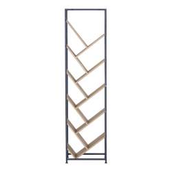 Βιβλιοθήκη Orunta pakoworld oak- μαύρο μέταλλο 40x26.5x150εκ