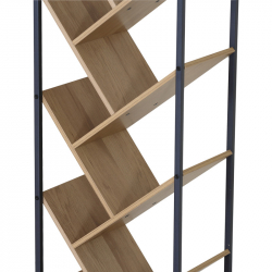 Βιβλιοθήκη Orunta pakoworld oak- μαύρο μέταλλο 40x26.5x150εκ