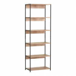 Βιβλιοθήκη Kaliano pakoworld oak-μαύρο μέταλλο 59.5x35x176.5εκ