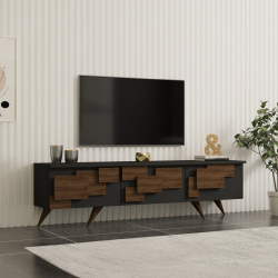 Έπιπλο τηλεόρασης Trida pakoworld καρυδί με ανθρακί 160x35x45εκ