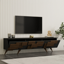 Έπιπλο τηλεόρασης Trida pakoworld καρυδί με ανθρακί 160x35x45εκ