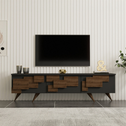 Έπιπλο τηλεόρασης Trida pakoworld καρυδί με ανθρακί 160x35x45εκ