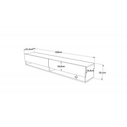 Έπιπλο τηλεόρασης επιτοίχιο Handra pakoworld λευκό-oak 180x31,5x29,5εκ