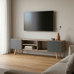 Έπιπλο τηλεόρασης Osclo pakoworld sonoma-ανθρακί 160x30x53.5εκ