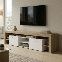 Έπιπλο τηλεόρασης Liner pakoworld sonoma-λευκό 210x40x50εκ