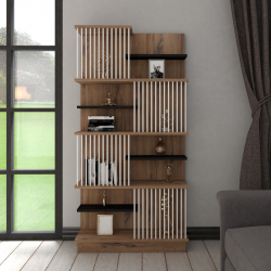 Βιβλιοθήκη Gassim pakoworld sonoma με ανθρακί και λευκό 80x24.6x160εκ