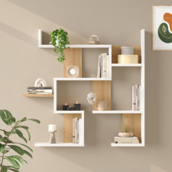 Ραφιέρα τοίχου Maze pakoworld λευκό με oak 93,3x14,5x90εκ