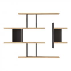 Ραφιέρα τοίχου Ledia pakoworld oak με ανθρακί 110,6x14,5x78εκ