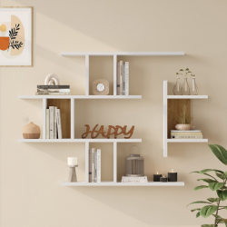Ραφιέρα τοίχου Ledia pakoworld λευκό με oak 110,6x14,5x78εκ