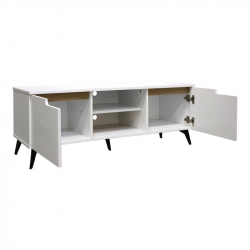 Έπιπλο τηλεόρασης Kemvio pakoworld  sonoma-λευκό 150x38x44εκ