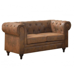 CHESTERFIELD York Kαναπές 2Θέσιος Σαλονιού - Καθιστικού, Ύφασμα Απόχρωση Καφέ Camel  150x82x77cm