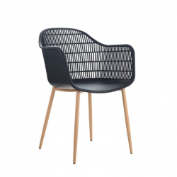 BERRY Πολυθρόνα Μέταλλο Βαφή Φυσικό, PP-UV Μαύρο  58x58x85cm