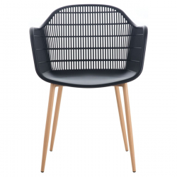 BERRY Πολυθρόνα Μέταλλο Βαφή Φυσικό, PP-UV Μαύρο  58x58x85cm