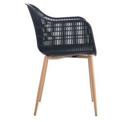 BERRY Πολυθρόνα Μέταλλο Βαφή Φυσικό, PP-UV Μαύρο  58x58x85cm