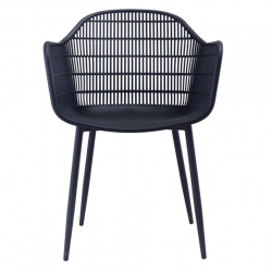 BERRY Πολυθρόνα Μέταλλο Βαφή Μαύρο, PP-UV Μαύρο  58x58x85cm