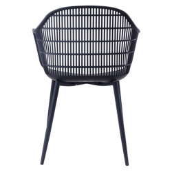 BERRY Πολυθρόνα Μέταλλο Βαφή Μαύρο, PP-UV Μαύρο  58x58x85cm