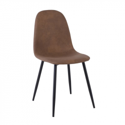 CELINA Καρέκλα Μέταλλο Βαφή Μαύρο, Ύφασμα Suede Καφέ  45x54x85cm