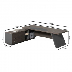 MASTER Γραφείο Αριστερή Γωνία, Απόχρωση Grey Walnut  180x90x75/180x50x62cm
