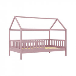 DREAM Montessori Παιδικό Κρεβάτι, για Στρώμα 90x190cm, Ξύλο Πεύκου Απόχρωση Ροζ  97x197x129cm