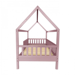 DREAM Montessori Παιδικό Κρεβάτι, για Στρώμα 90x190cm, Ξύλο Πεύκου Απόχρωση Ροζ  97x197x129cm