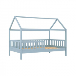 DREAM Montessori Παιδικό Κρεβάτι, για Στρώμα 90x190cm, Ξύλο Πεύκου Απόχρωση Γαλάζιο  97x197x129cm
