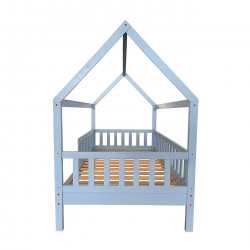 DREAM Montessori Παιδικό Κρεβάτι, για Στρώμα 90x190cm, Ξύλο Πεύκου Απόχρωση Γαλάζιο  97x197x129cm