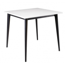 VIDAL Τραπέζι Μέταλλο Βαφή Μαύρο, Επιφάνεια 80x80cm/20mm Κ/Π Εμποτισμού Λάκα Άσπρο  81x81x74cm