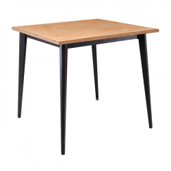 VIDAL Τραπέζι Μέταλλο Βαφή Μαύρο, Επιφάνεια 80x80cm/20mm Κ/Π Εμποτισμού Φυσικό  81x81x74cm