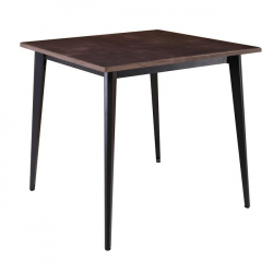 VIDAL Τραπέζι Μέταλλο Βαφή Μαύρο, Επιφάνεια 80x80cm/20mm Κ/Π Εμποτισμού Καρυδί  81x81x74cm