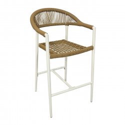 MADISON Σκαμπό Bar, ALU Άσπρο, Rope Wicker Φυσικό  56x57x100cm