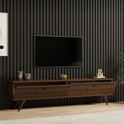 Έπιπλο τηλεόρασης Jate pakoworld σε καρυδί απόχρωση 160x25x40εκ