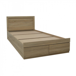 Κρεβάτι Olympus pakoworld με συρτάρι σε sonoma απόχρωση 100x200εκ