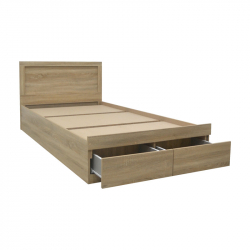 Κρεβάτι Olympus pakoworld με συρτάρι σε sonoma απόχρωση 100x200εκ