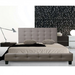 FIDEL Κρεβάτι Διπλό για Στρώμα 160x200cm, PU Απόχρωση Cappuccino  168x215x107cm