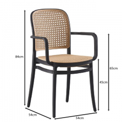 FLORENCE Πολυθρόνα PP Μαύρο, PP Rattan Μπεζ, Στοιβαζόμενη  54x54x84cm