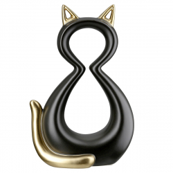 Φιγούρα Γάτα 'Catty' Κεραμικό Μαύρο/Χρυσό 6x11x17cm