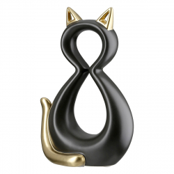 Φιγούρα Γάτα 'Catty' Κεραμικό Μαύρο/Χρυσό 6x11x17cm