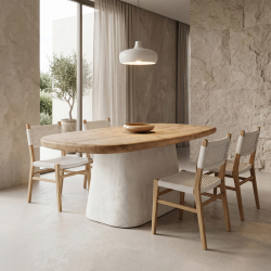 Τραπέζι Fessen pakoworld ξύλο ελάτου-mdf oak-λευκό 180x90x78εκ