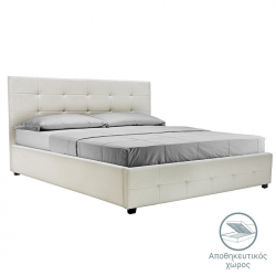 Κρεβάτι Roi pakoworld 160x200 PU λευκό ματ + αποθηκευτικό χώρο