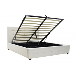 Κρεβάτι Roi pakoworld 160x200 PU λευκό ματ + αποθηκευτικό χώρο