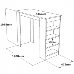 Τραπέζι μπαρ Riff pakoworld λευκό-oak 120x51.5x101.5εκ