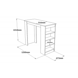 Τραπέζι μπαρ Riff pakoworld λευκό-oak 120x51.5x101.5εκ