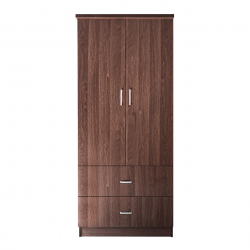 CLOSET Ντουλάπα Δίφυλλη, Ράφι, Θέσεις για Κρεμάστρες, 2 Συρτάρια, Απόχρωση Καρυδί  80x50x180cm