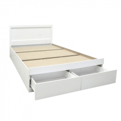 Κρεβάτι με στρώμα και συρτάρι Olympus-Perfecto pakoworld λευκό 120x200εκ