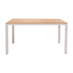 Τραπέζι Nares pakoworld αλουμίνιο λευκό-plywood φυσικό 140x80x72.5εκ