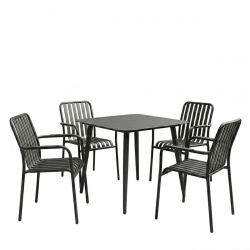 Τραπεζαρία Heven Vista pakoworld σετ 5τεμ μαύρο αλουμίνιο 80x80x72εκ