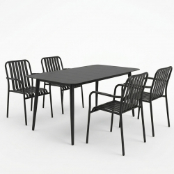 Τραπεζαρία Heven Vista pakoworld σετ 5τεμ μαύρο αλουμίνιο 120x70x72εκ