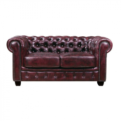 CHESTERFIELD Birmingham Καναπές 2Θέσιος Σαλονιού Καθιστικού, Δέρμα Antique Red  155x91x74cm