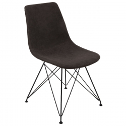 PANTON Καρέκλα Μέταλλο Βαφή Μαύρη, PU Vintage Black  43x57x81cm