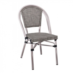 COSTA Καρέκλα Dining Αλουμινίου, Απόχρωση Antique Grey -Textilene Μπεζ  50x55x85cm